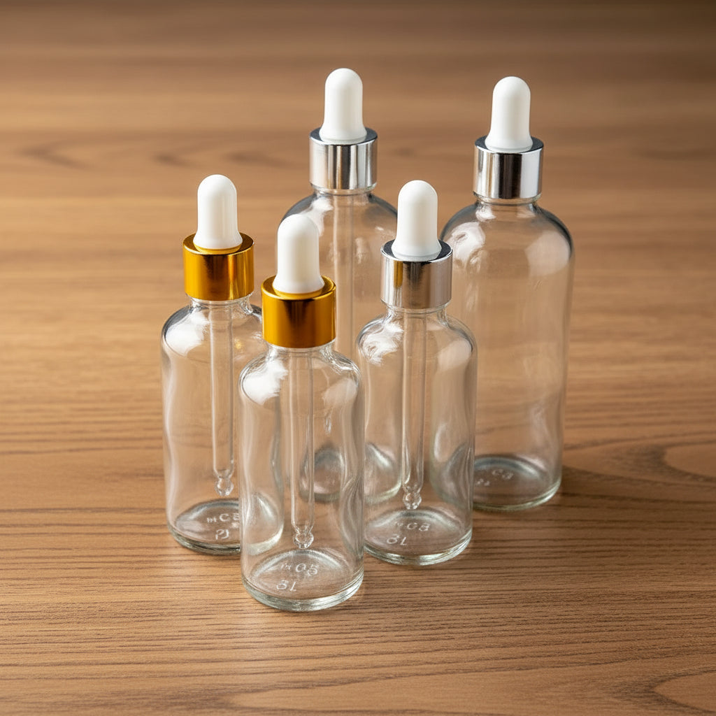 Clear glass dropper bottle
