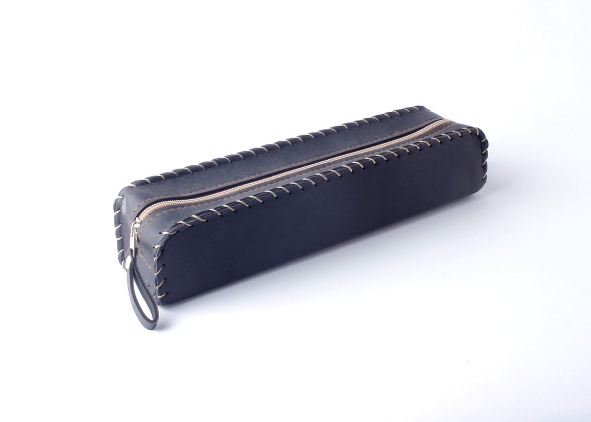 Leather pen case with Zipper