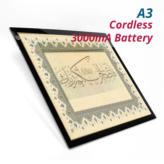 JSK-A3- D28B Wireless Rechargeable A3 LED Light Pad w/Built-in Riser Stands, 6 Levels of Brightness, Evenly Illuminated Light Box for  Arabic calligraphy . (Copy)