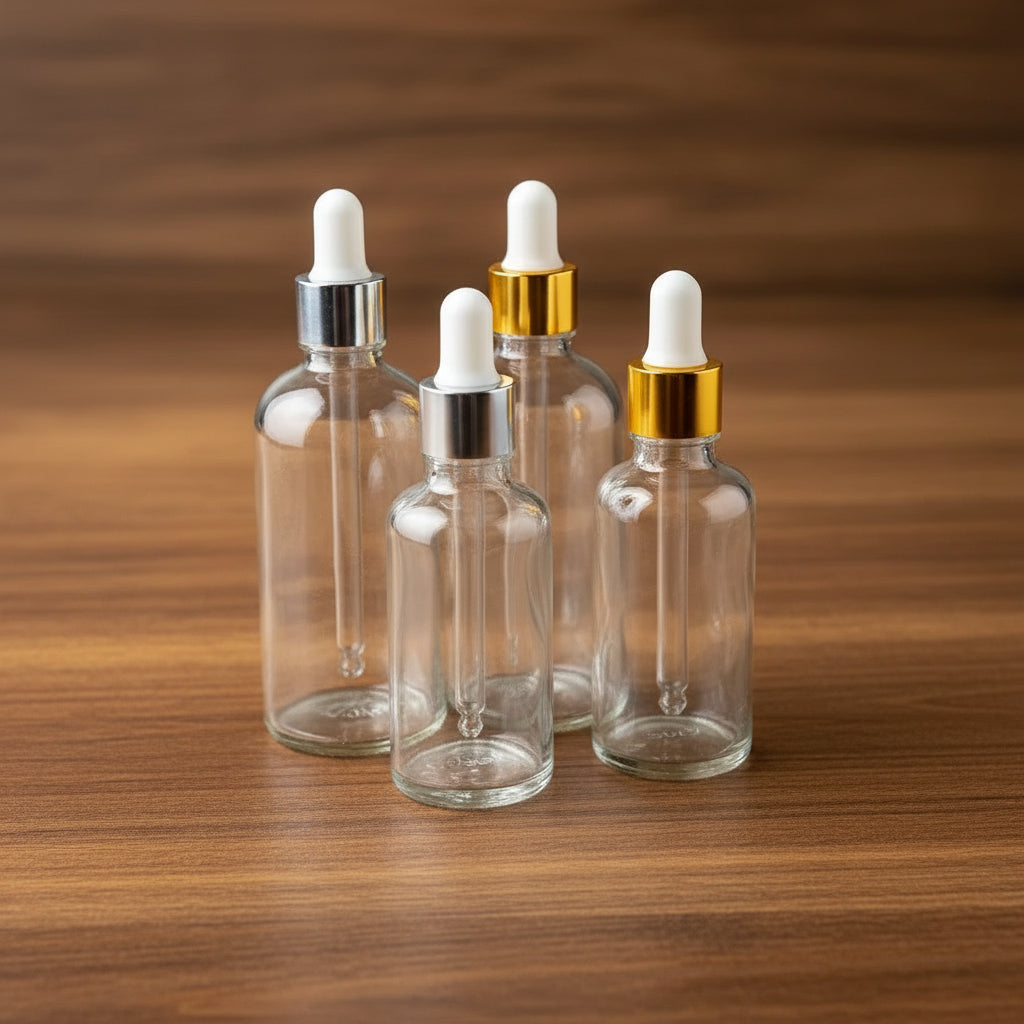 Clear glass dropper bottle