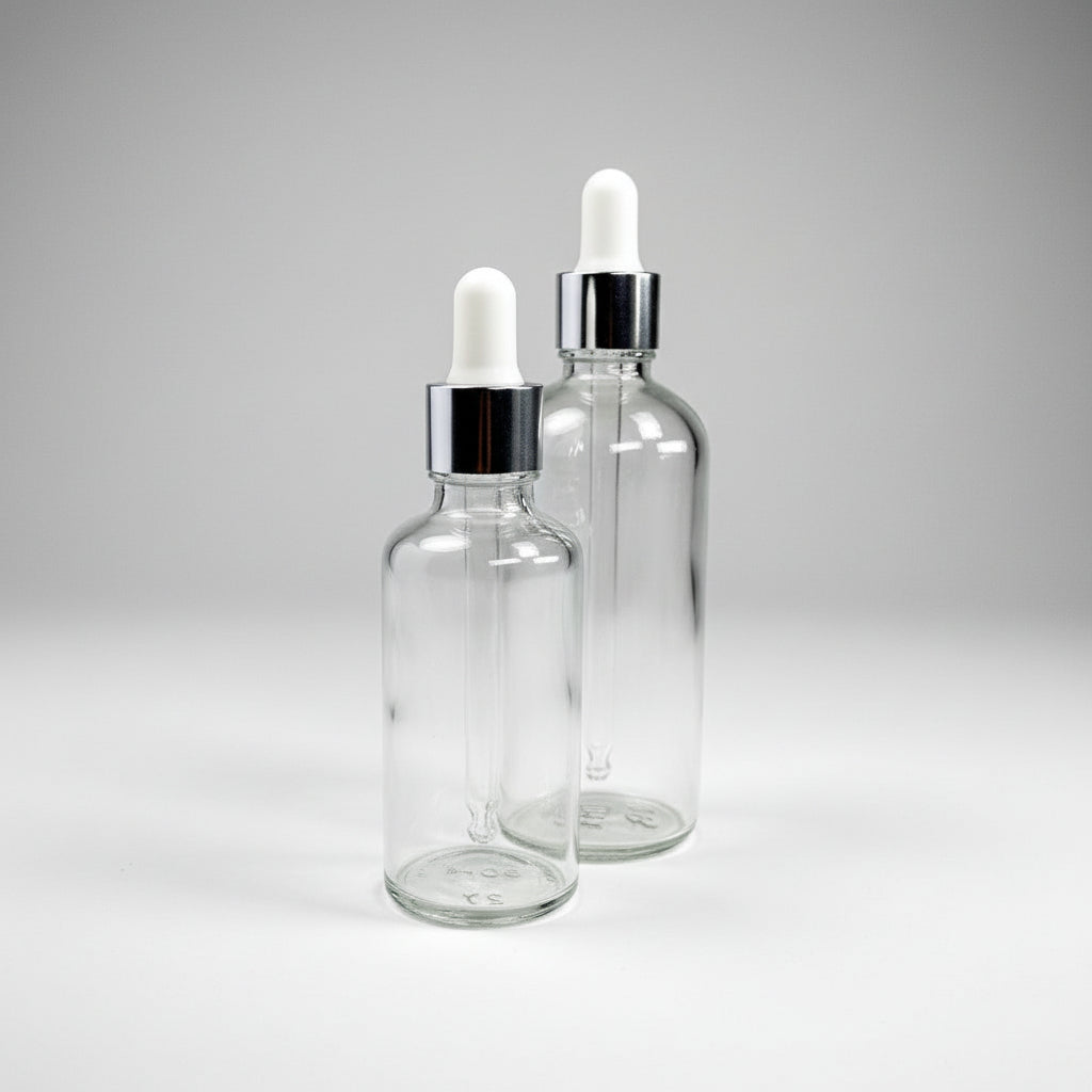 Clear glass dropper bottle