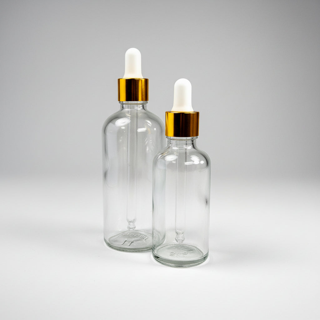 Clear glass dropper bottle