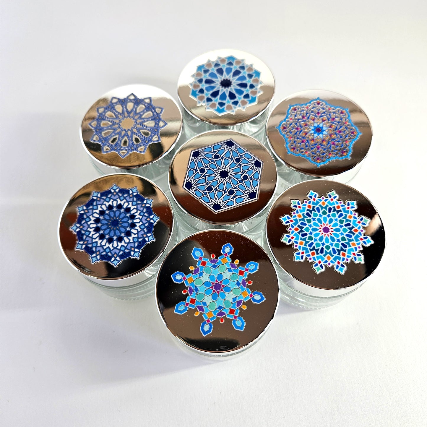 محبرة زجاجية / سائل بغطاء فضي معدني