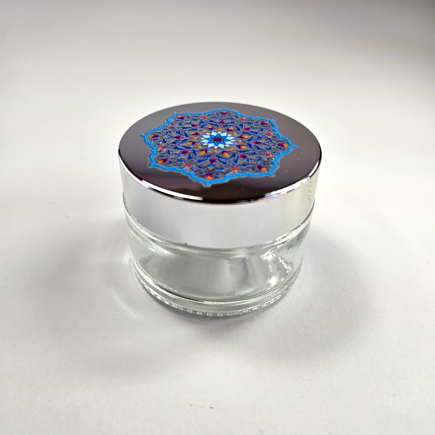 محبرة زجاجية / سائل بغطاء فضي معدني