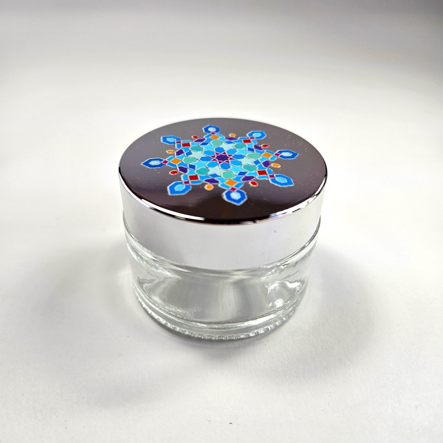 محبرة زجاجية / سائل بغطاء فضي معدني