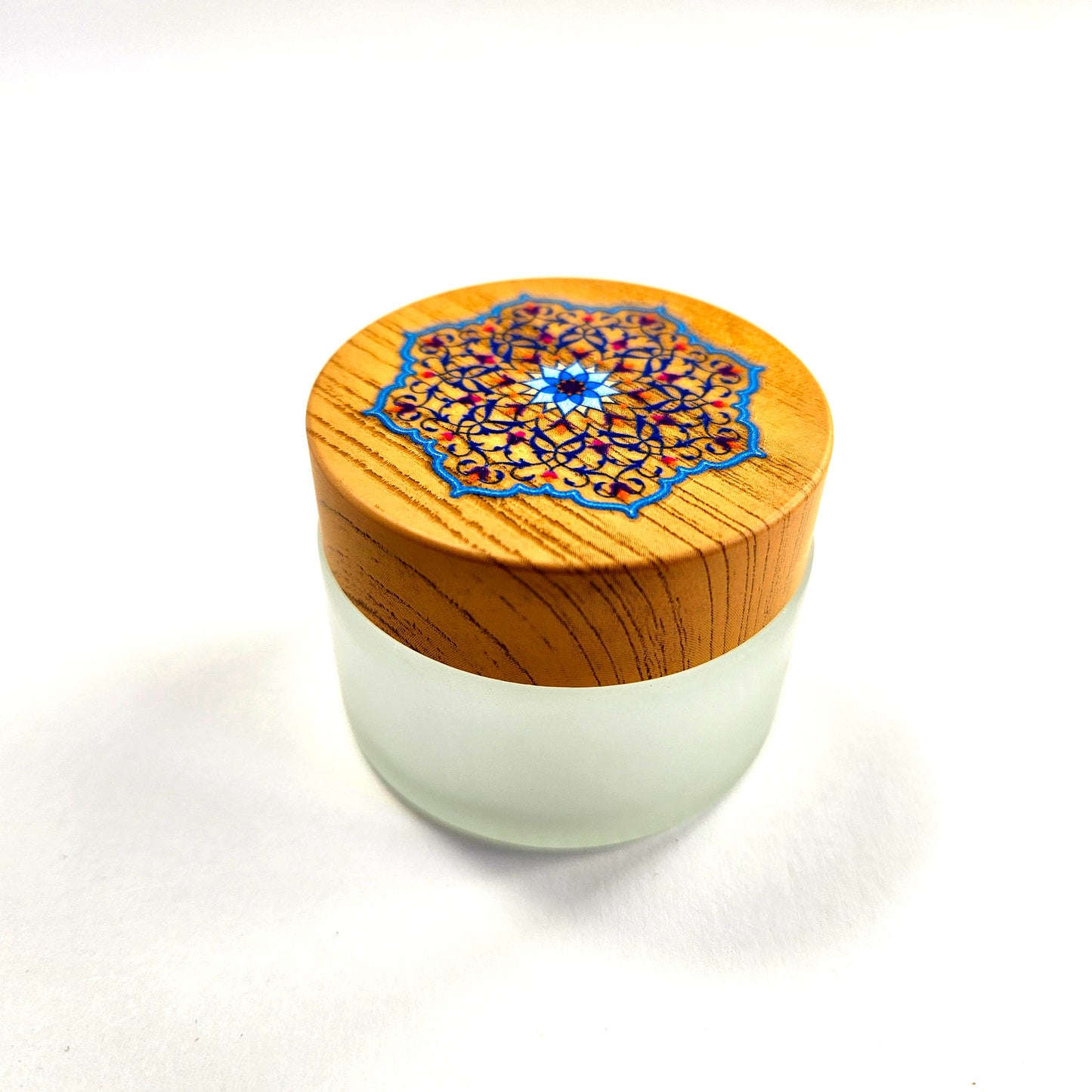 محبرة بلاستيكية شفافة مع غطاء خشبي