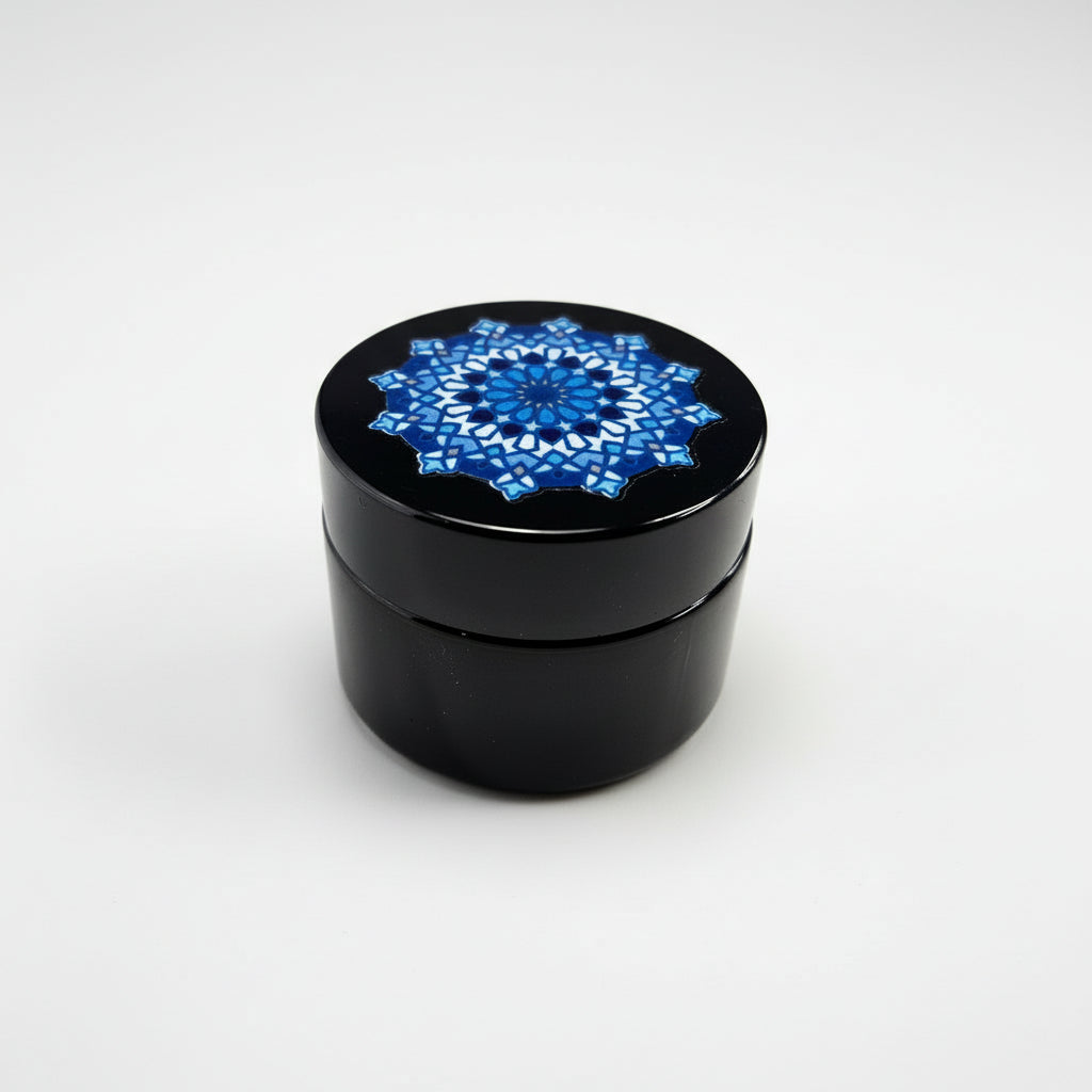 Glass inkwell with Islamic geometry design Black cover