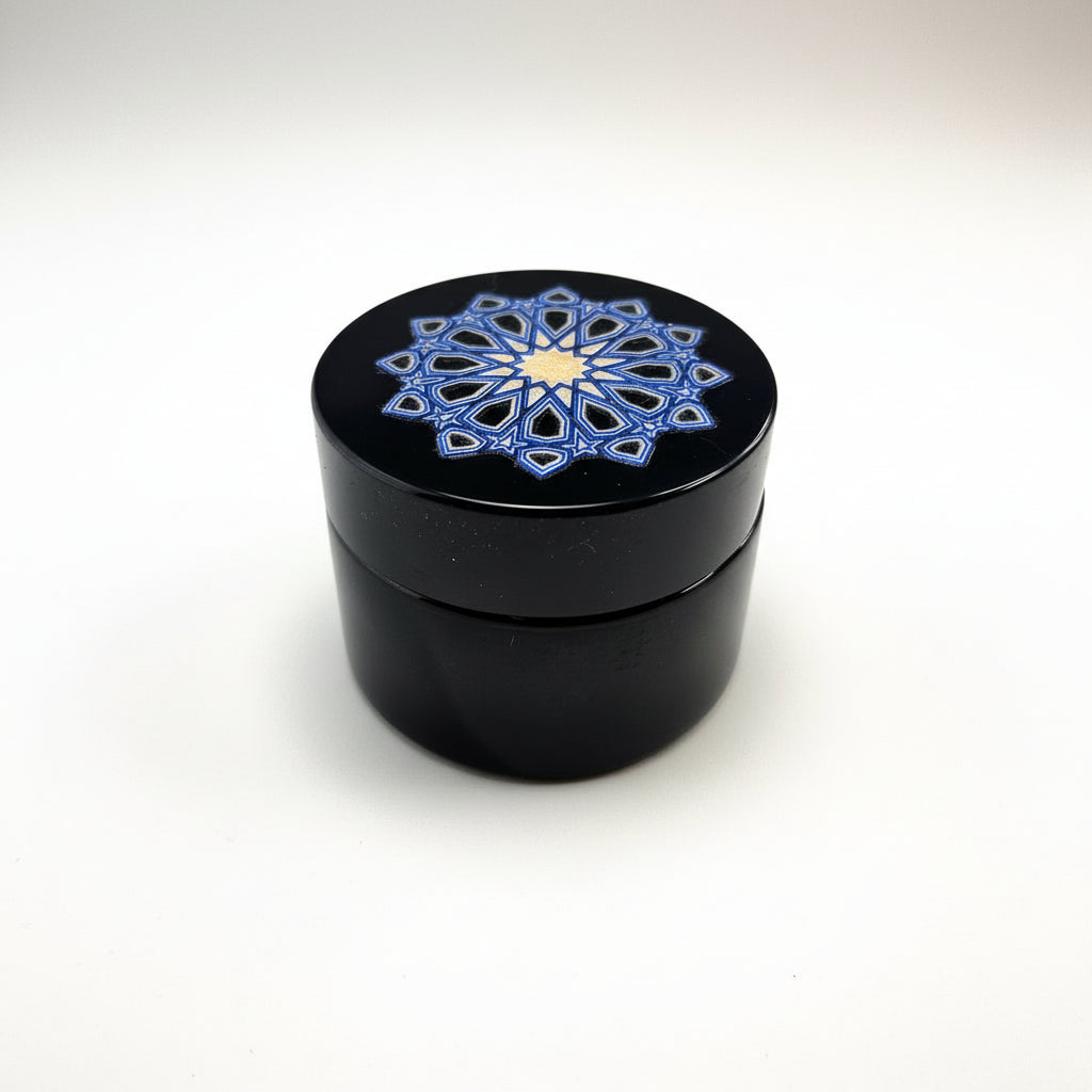 Glass inkwell with Islamic geometry design Black cover