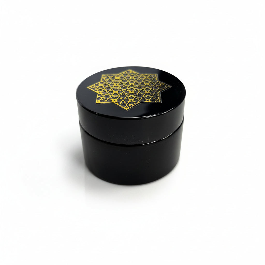 Glass inkwell with Islamic geometry design Black cover