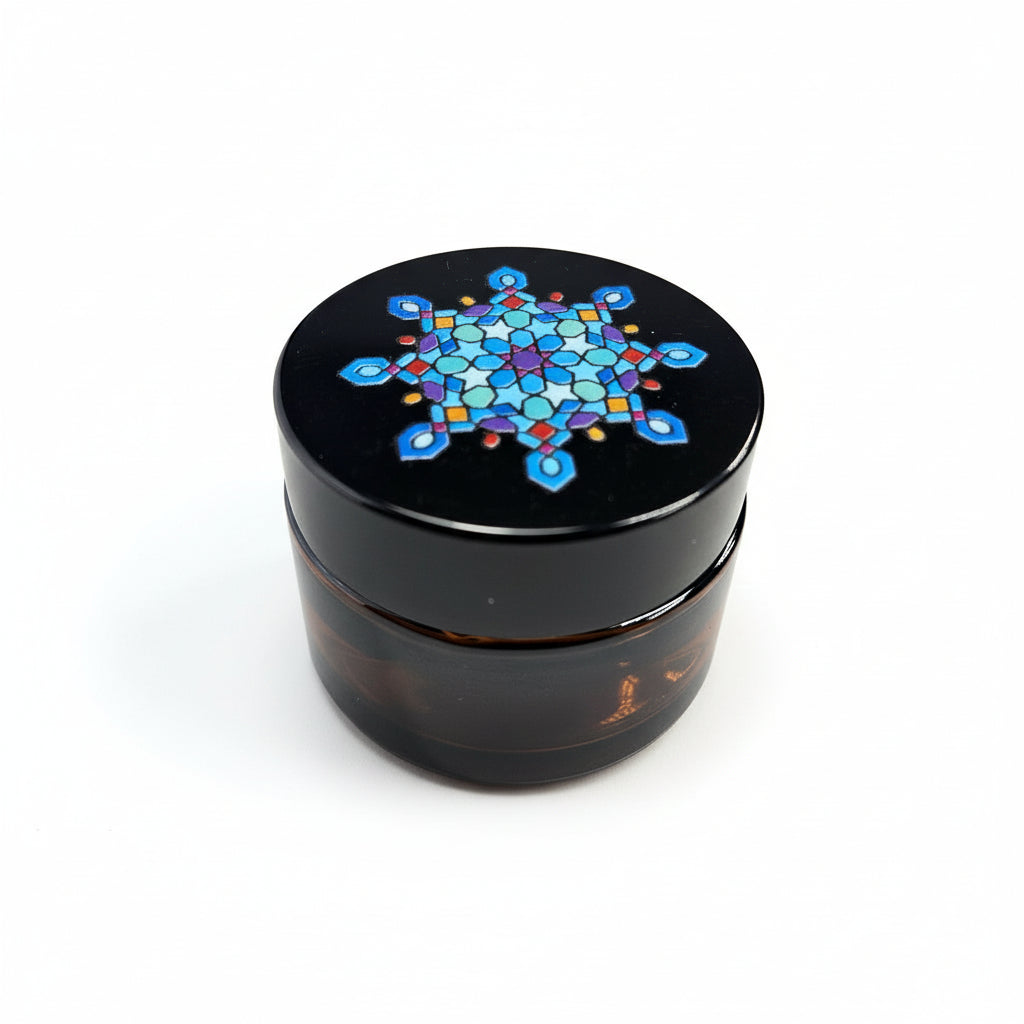 Glass inkwell with Islamic geometry design Black cover